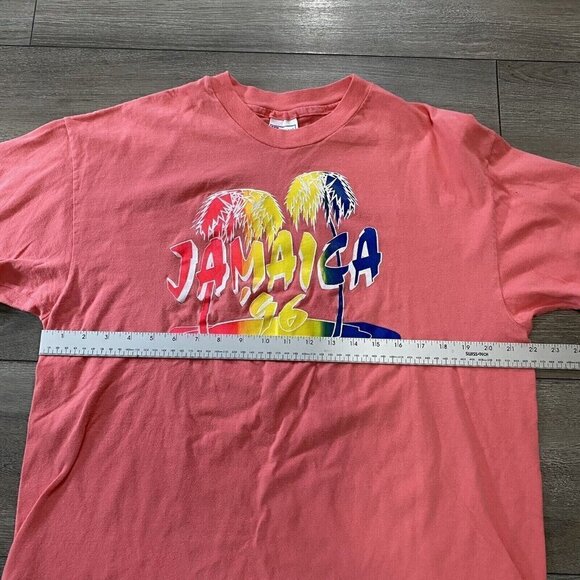 Vintage Jamaica T Shirt Size XL 90s Hanes Beefy Single Stitch Pink 1996 - Picture 5 of 6